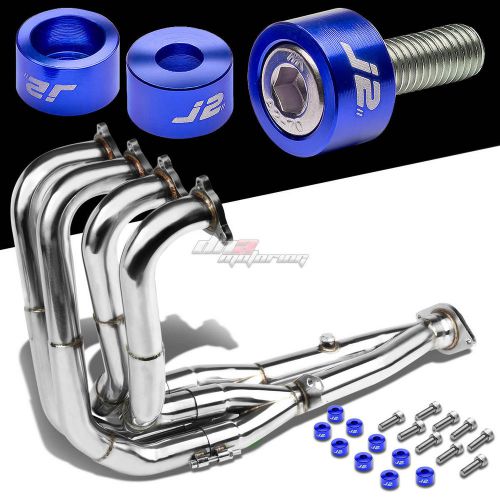 J2 for dc2 b18c exhaust manifold tri-y racing header+blue washer cup bolts