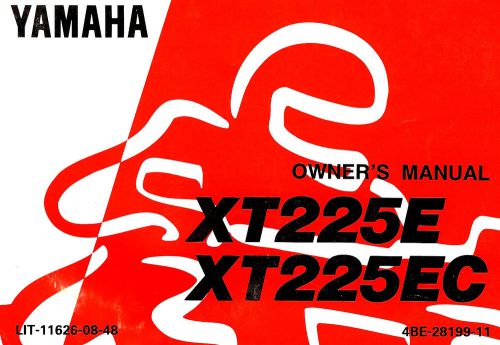 1993 yamaha xt225 enduro motorcycle owners manual -xt 225 e-xt225e-yamaha