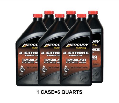 Oem mercury racing 4-stroke engine oil sae 25w-50 synthetic blend case 6 quarts