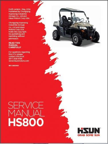 Hisun hs800 utv service repair / maintenance manual cd -  hs 800 hs800utv