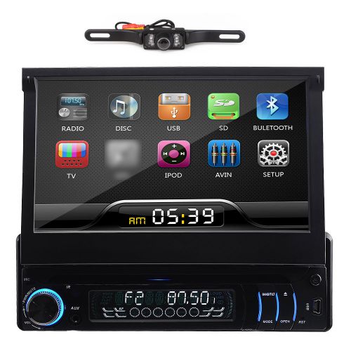 In dash single 1 din 7&#034; touch bluetooth car dvd player bt stereo audio + camera