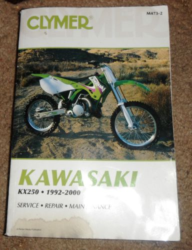 Clymer repair manual for kawasaki kx250 1992-2000