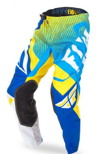 2017 fly racing blue white yellow evolution 2.0 offroad pant dirtbike all sizes