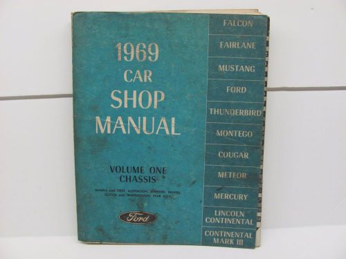 Original 1969 ford car shop service manual book vol 1 chassis mustang cougar