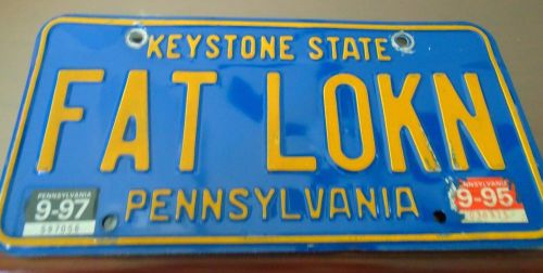 Pennsylvania vanity tag &#034;fat lokn&#034;