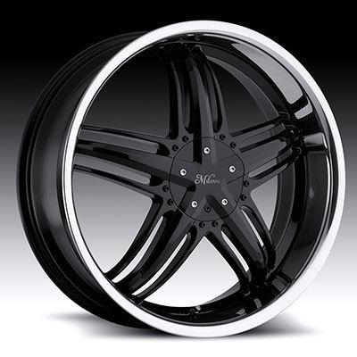 20" wheels rims milanni force gloss black with stainless steel lip crossfire a3 