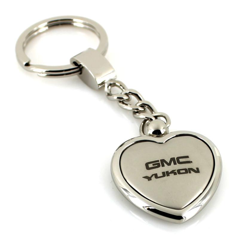 Gmc yukon chrome two tone heart shape keychain