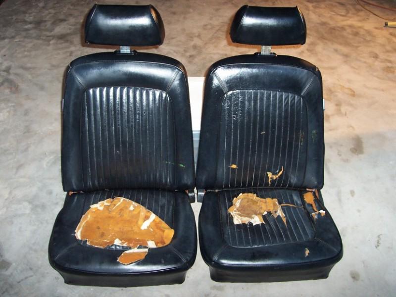 1969-69 ford mustang cougar black standard front bucket seats (pair) fl
