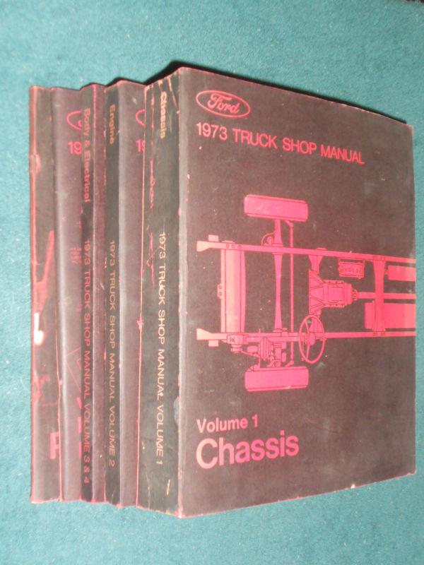 1973 ford truck & bronco shop manual set / original books w/bonus