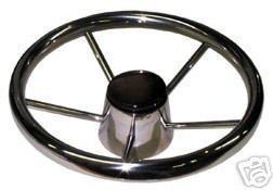 15" sea-dog five spoke stainless steel steering wheel