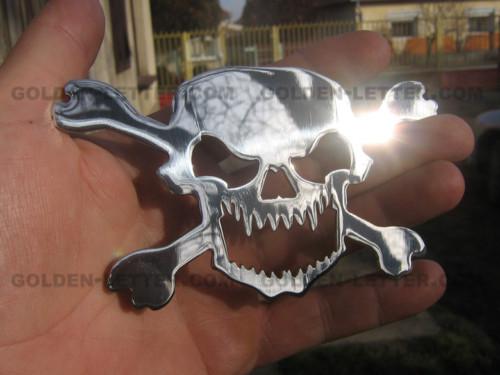 Chrome skull, metal, new (jus-q49-3n)