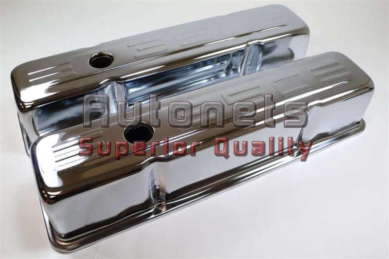 Chrome valve covers 283-350 small block chevy short stamped 350 logo steel c.i.d