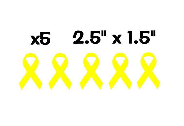 X5 bladder / bone cancer ribbon yellow pack vinyl decal stickers 2.5" x 1.5" #1 