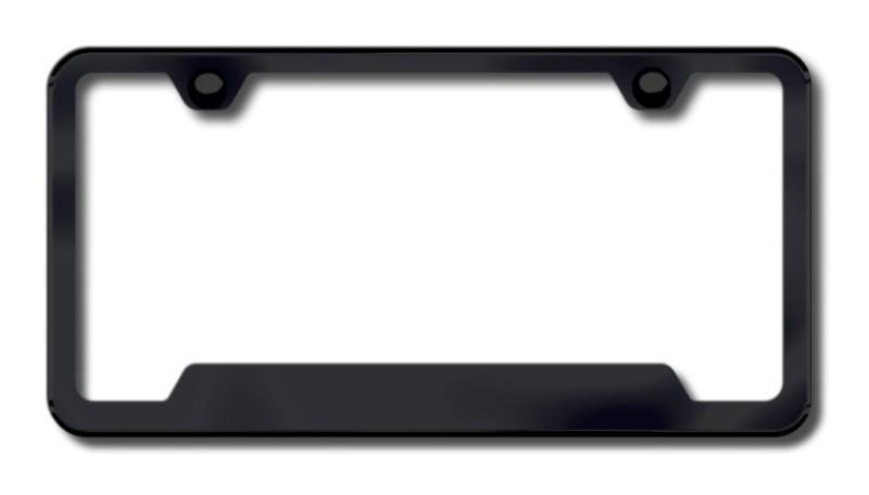 Black cut-out wide bottom license plate frame made in usa genuine