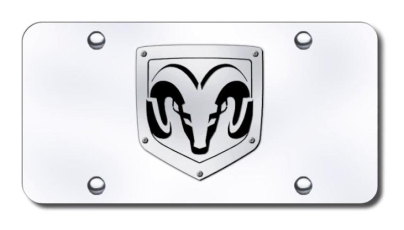 Chrysler ram (laser cut) brushed stainless on chrome license plate made in usa