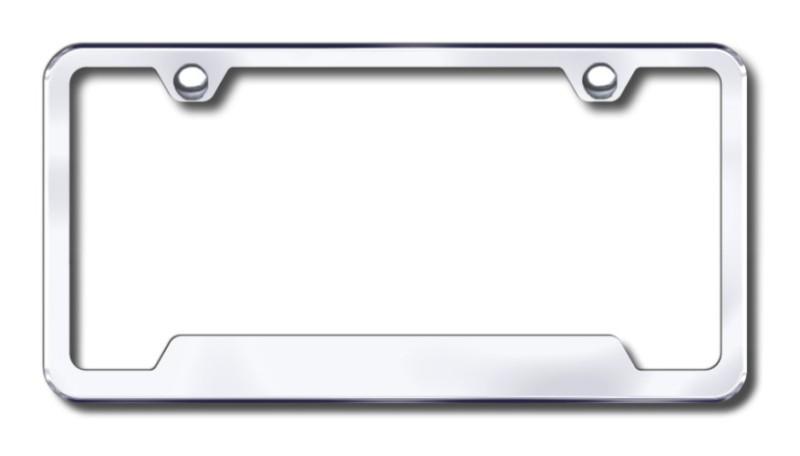 Chrome cut-out wide bottom license plate frame made in usa genuine
