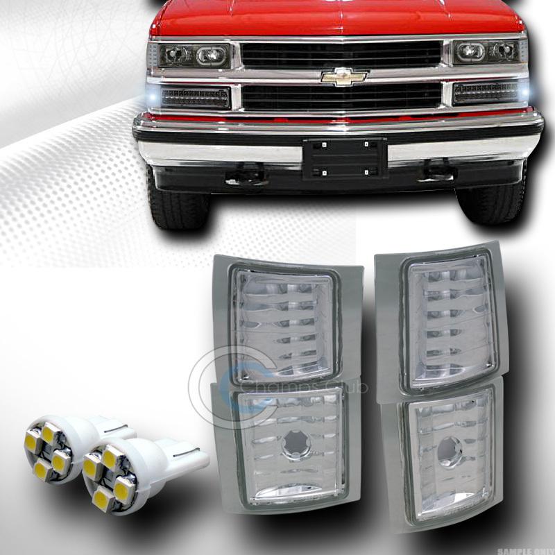 Euro lens signal corner lights yd+4 smd led bulbs 94-98 chevy c10 c/k pickup suv