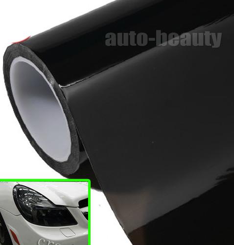 One roll / 12" x 354" glossy car headlight taillight vinyl tint film deep black