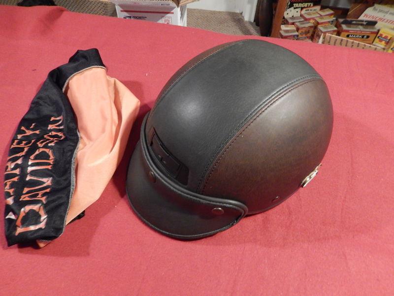 Harley davidson motorcycle leather hard helmet excellent lightly used medium
