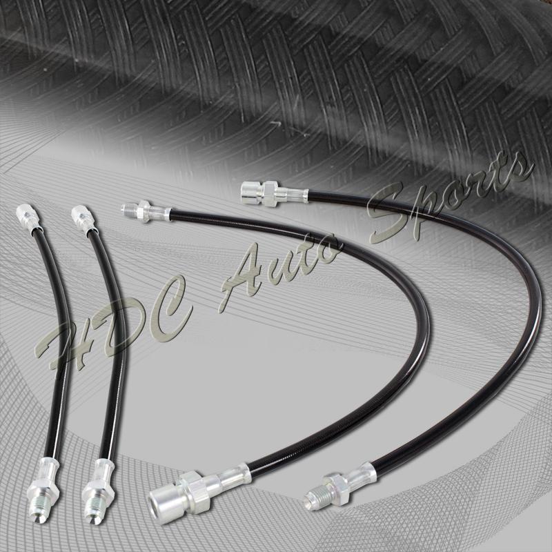 94-01 bmw e38 740i 740il750il front+rear stainless steel brake line hose black