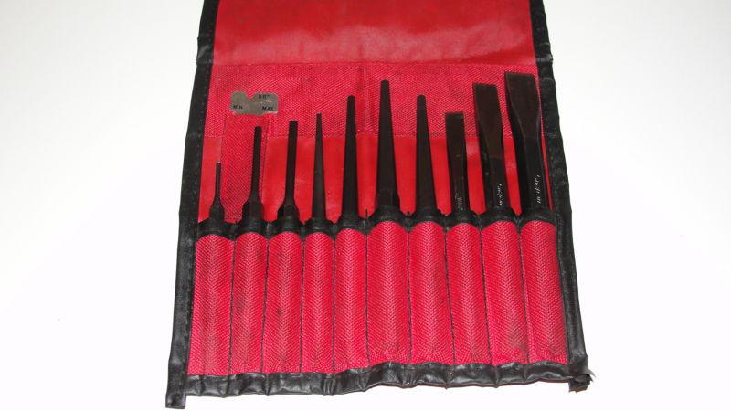 Snap on punch chisel set 11 pc ppc710bk pin starter tapered center flat cold 