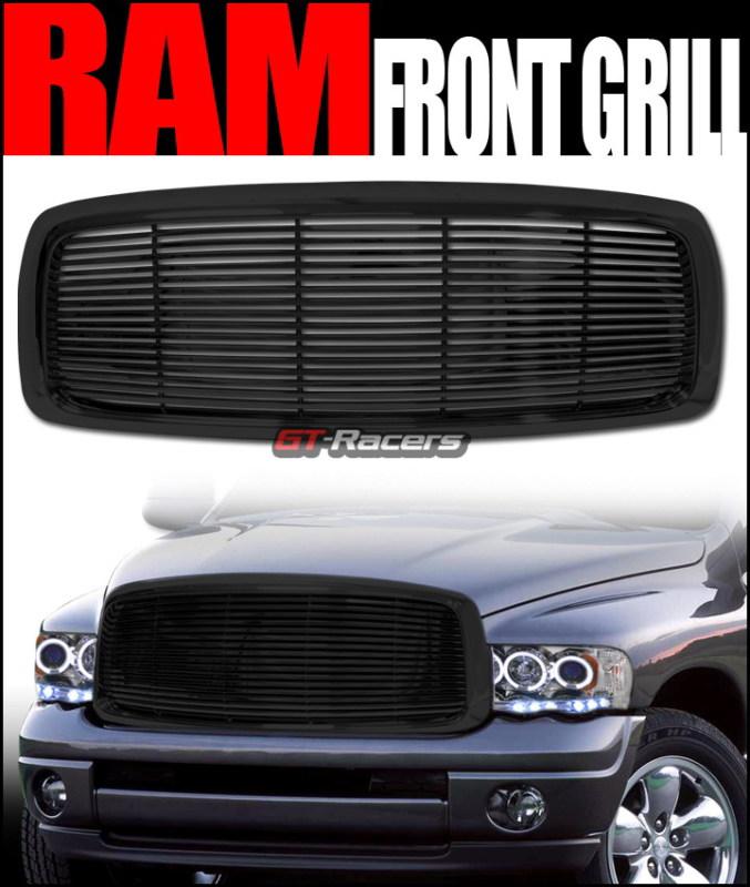 Black horizontal sport front hood bumper grill grille 2002-2005 dodge ram truck