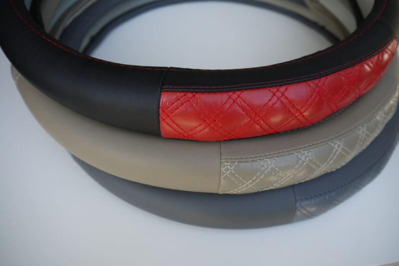 Circle cool chevrolet 57009 black+red leather wrap car steering wheel cover wrap