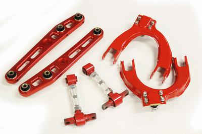 Red adjustable front rear upper lower control arm camber kit civic crx ef ef9 si