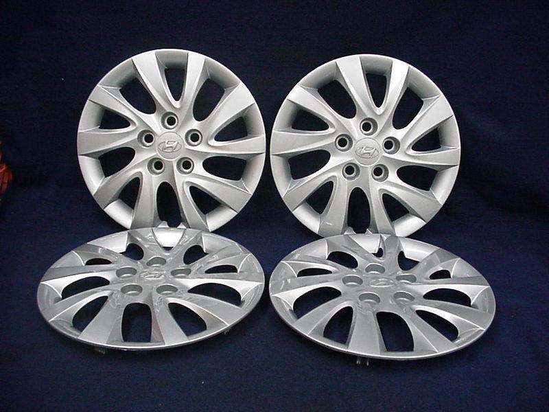 Hyundai elantra 10-13 16" 10 spoke silver wheel covers / hubcaps - set  4 - oem 
