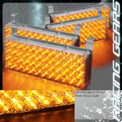 192 amber led 12v 3x mode deck dash grille hazard flash strobe lights (4x panel)
