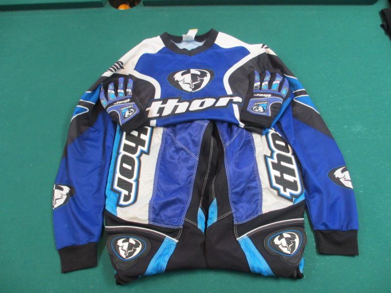Thor mens motorcycle bike racing outfit pants 34 shirt large and gloves