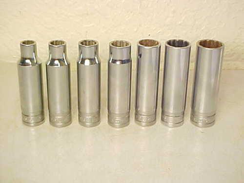 7 piece snap-on 1/2" drive deep sockets 3/8" to 3/4" s121 - s241