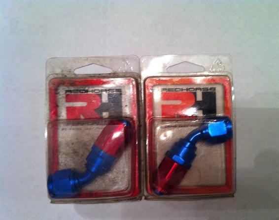 -6 an hose end fitting 45 degree red /blue #6 for braided stainless hose qty* 2