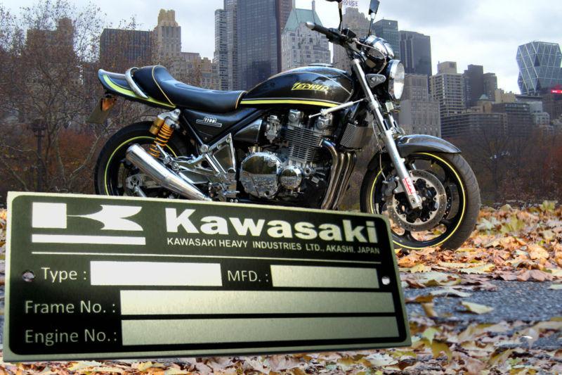 Kawasaki data plate id tag z1000 z1100 /750 zephyr ninja vulcan zx12r zrx frame