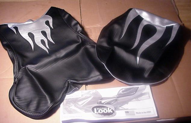 2004 yamaha r1 two-pc seat cover skins carbon black/silver flames second look  