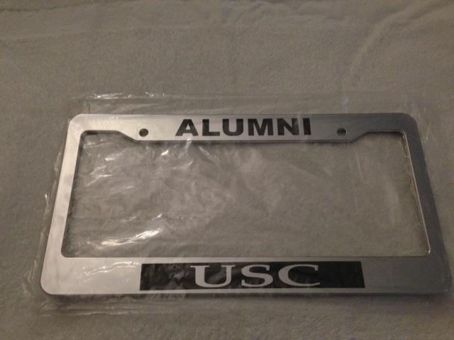 Usc alumni trojan - chrome license plate frame - license plate college  qty 2 