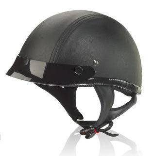 Zox alto fg black leather beanie half helmet with visor