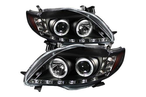 Spyder tc09drl black clear projector headlights head light w leds drl