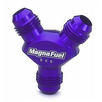 Two (2) magnafuel mp-6266 fitting y -6 an male all aluminum purple anodized