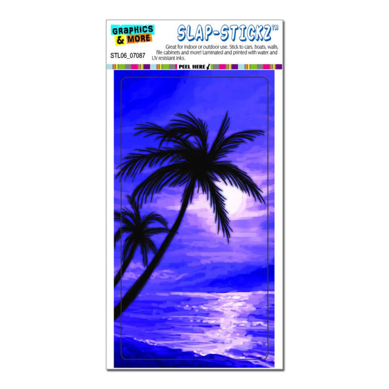 Palm trees and sunset purple beach tropical ocean - slap-stickz™ bumper sticker