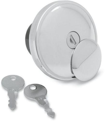 Chrome locking/lockable screw-in gas cap, 74mm, fits harley-davidson