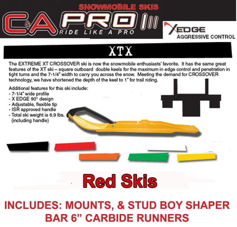 Ski-doo 2013 & newer summit c&a pro xtx crossover red skis mounts carbides