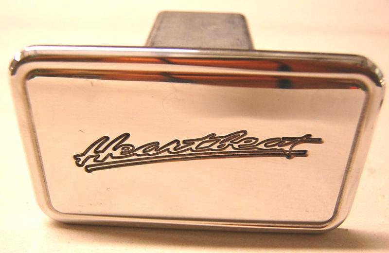 New polished billet aluminum hitch cover gm chevy heartbeat  script
