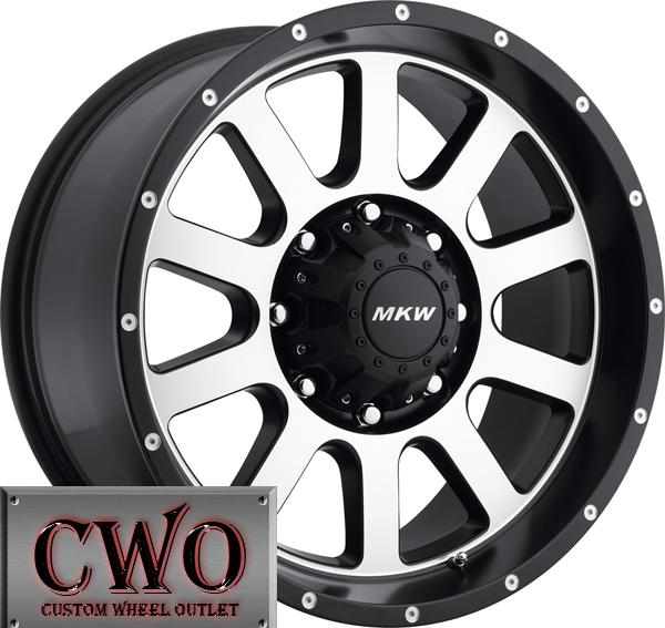 20 black mkw m86 wheels rims 8x165.1 8 lug chevy gmc 2500 hd dodge ram 2500