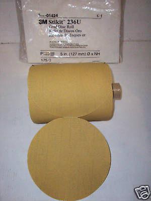 3m # 01424 - gold disc roll - 5" stickit - 175 discs p180 grt new