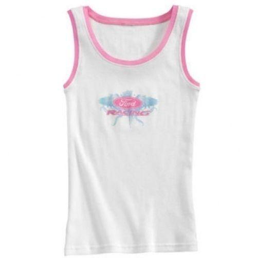 New white & pink ford racing ladies womens size large or xl rib tank top shirt!