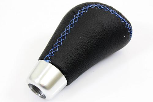 Universal performance type r jdm black leather blue stitch manual shift knob