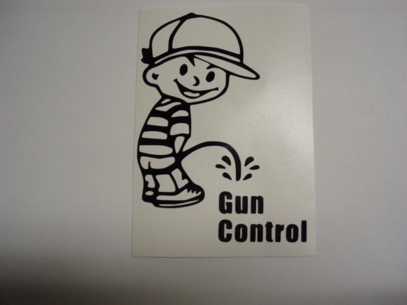 Vinyl sticker white gun control pee guy  ar15 pistol rifle 3.5" x 5" colt 45