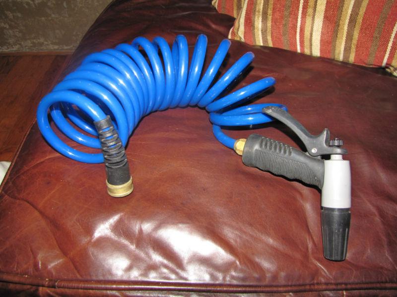 15' marine hosecoil  blue self coil with nozzle great condition!!!