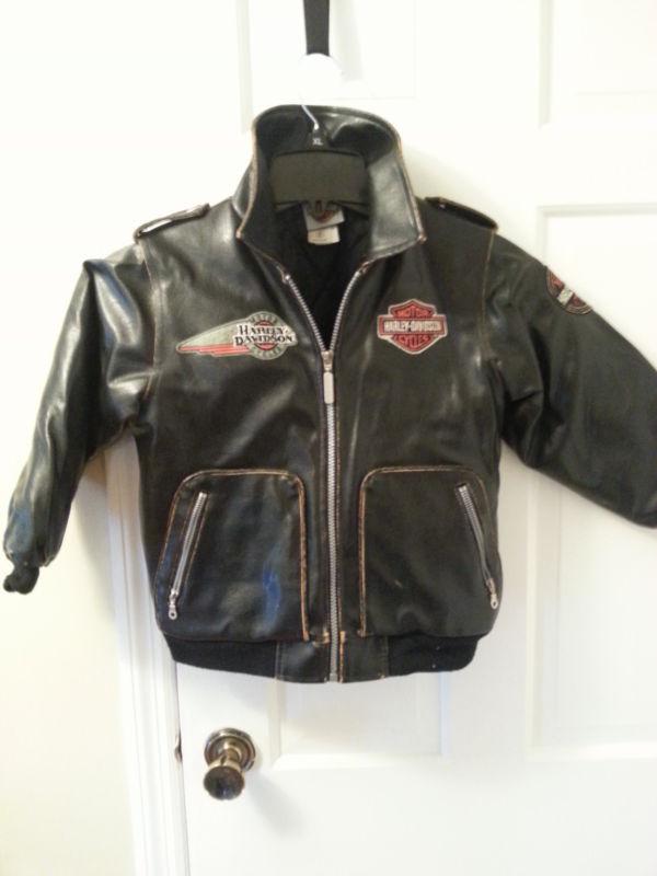 Harley davidson motorcycle biker jacket coat faux leather kid child sz 6